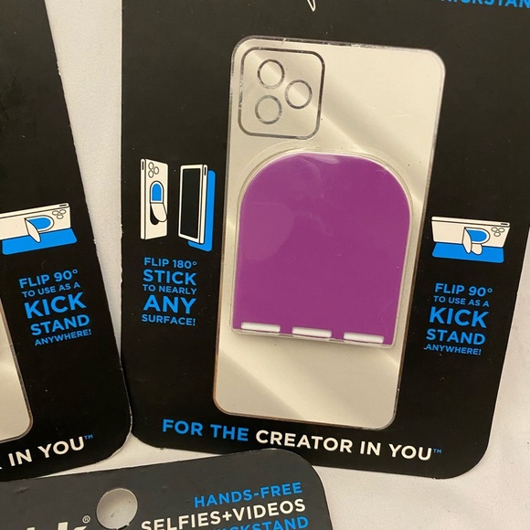 Flipstik Foldable Adhesive Kick Stand Phone Mount Black Purple Opal Lot Of 3 - Picture 3 of 9